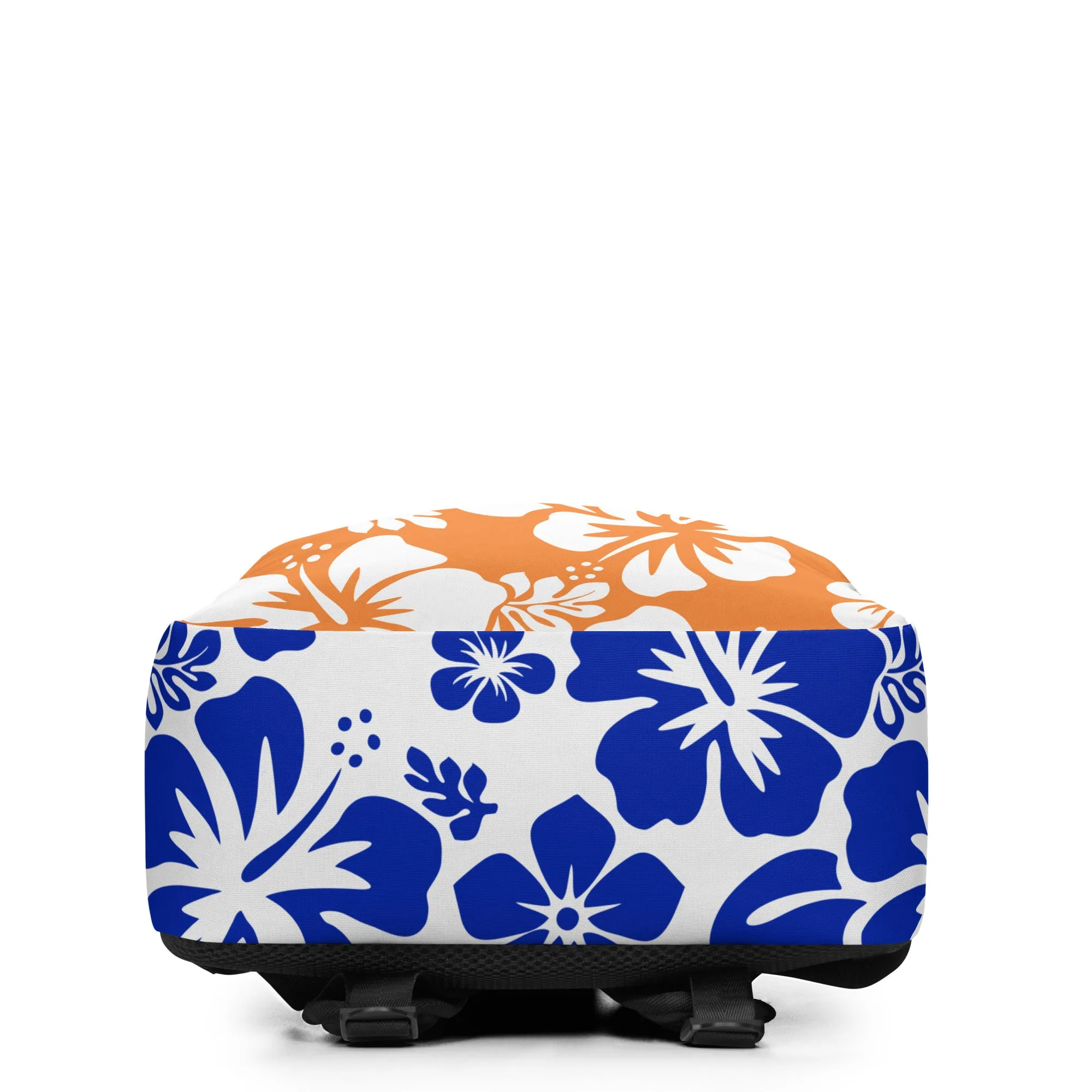 Orange and Royal Blue Hawaiian Print Backpack