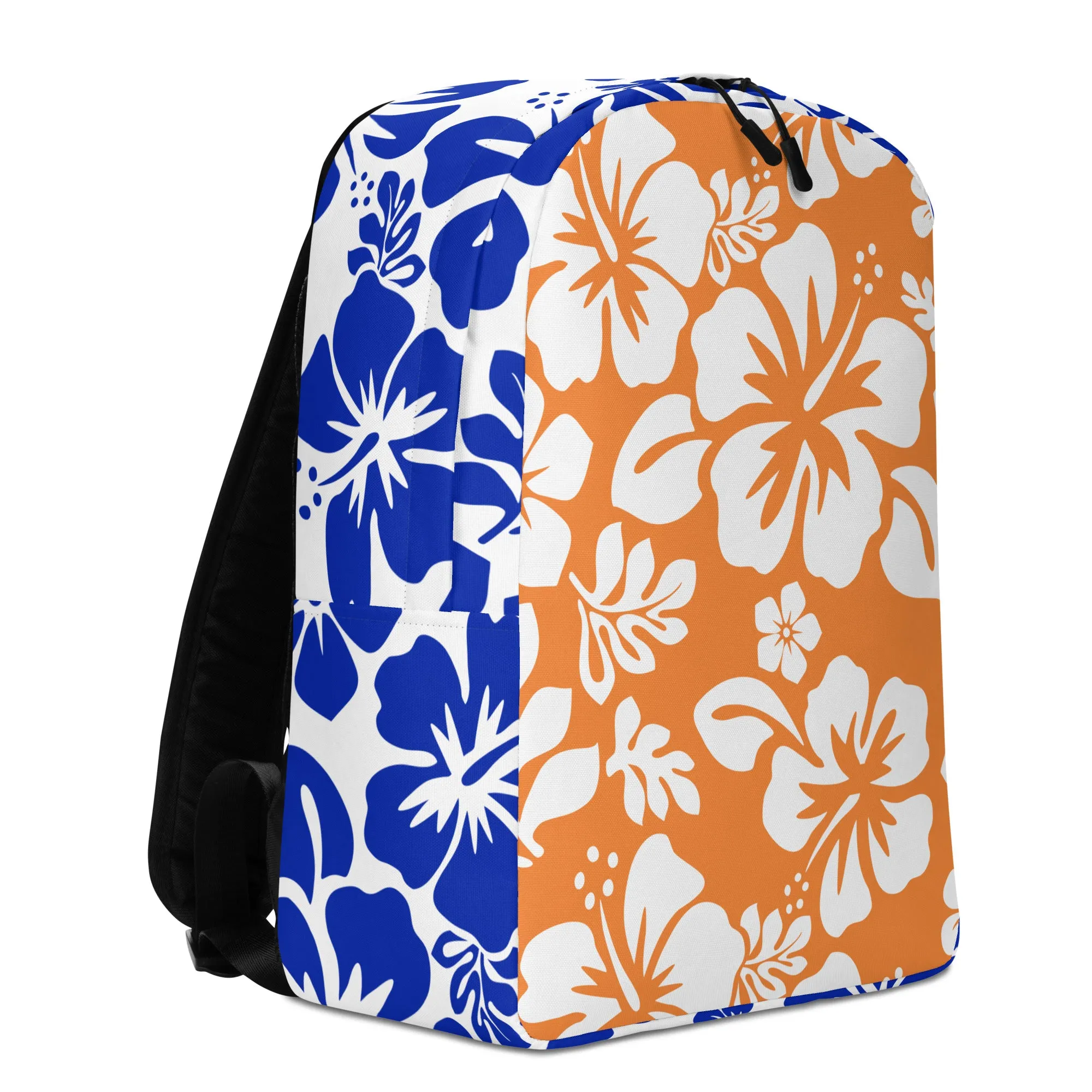 Orange and Royal Blue Hawaiian Print Backpack