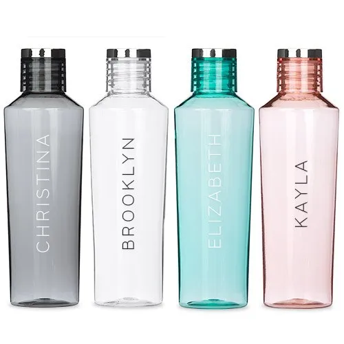 PERSONALIZED PLASTIC WATER BOTTLE - CONTEMPORARY VERTICAL LINE (4 COLOURS)