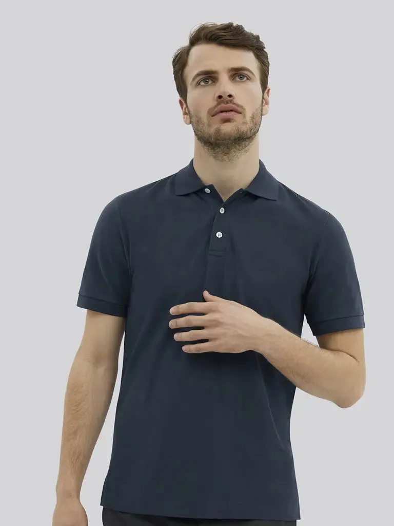 Pique Polo- Slate Blue