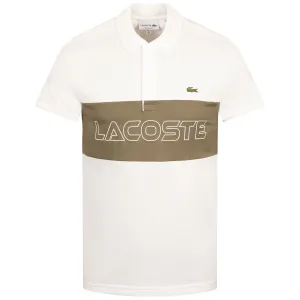 Regular Fit Stretch Pique Colorblock Polo White/Khaki Green - SS24