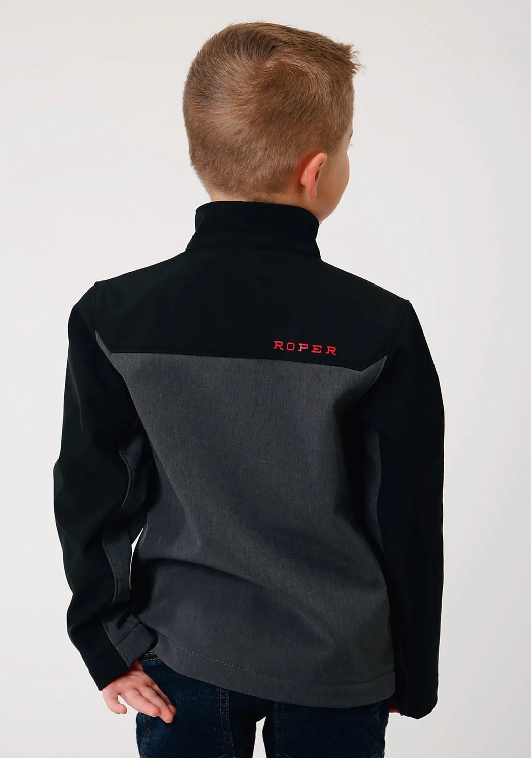 Roper Boys Kids Black/Gray Polyester Softshell Combo Jacket