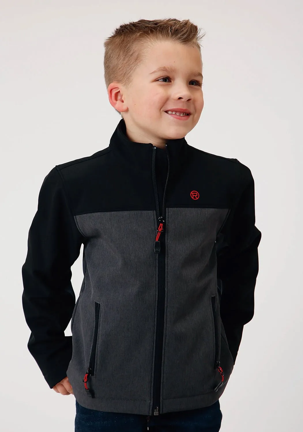 Roper Boys Kids Black/Gray Polyester Softshell Combo Jacket