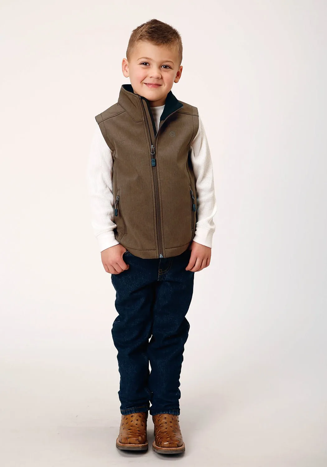 Roper Boys Technical Heather Mocha Polyester Softshell Vest