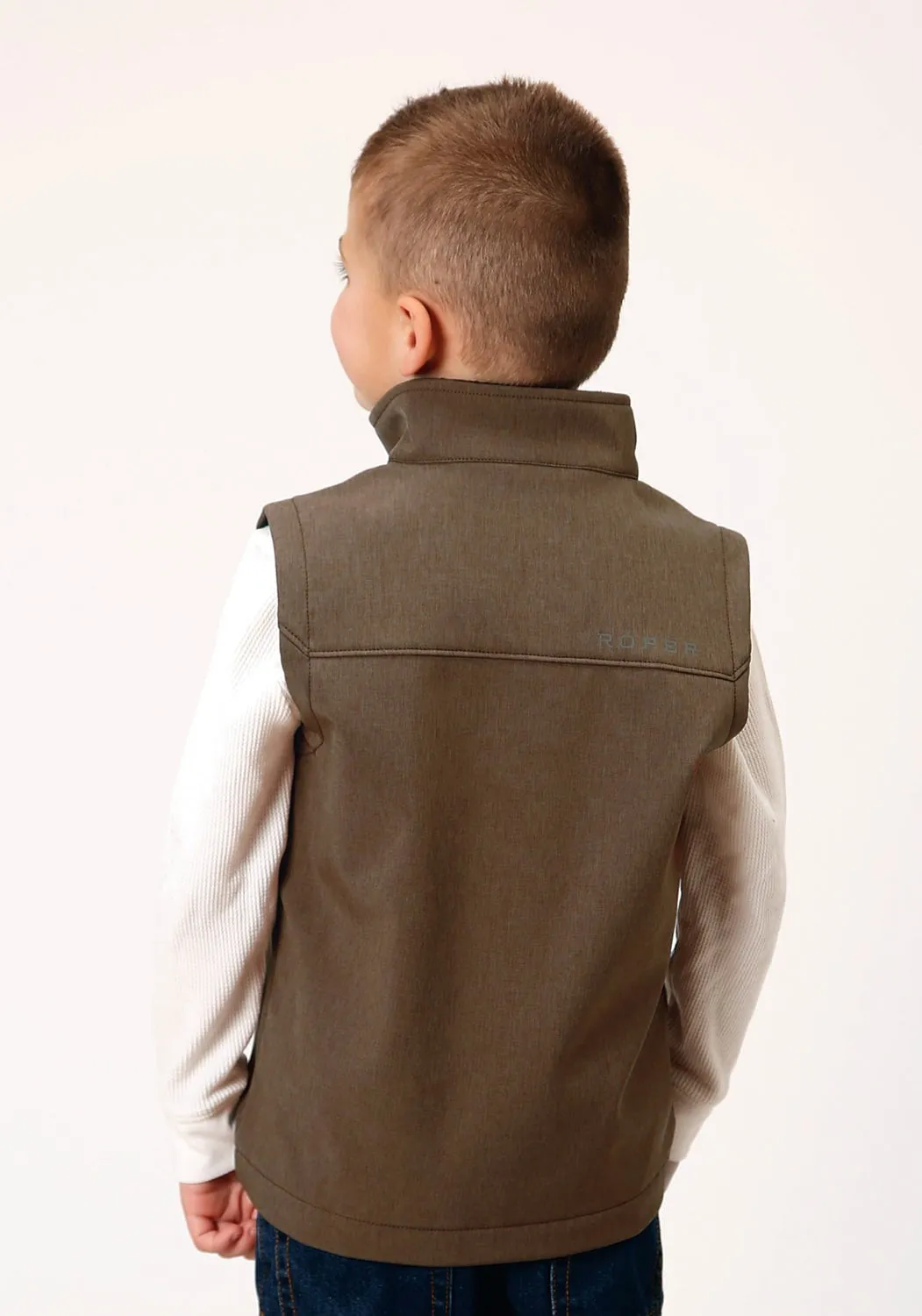 Roper Boys Technical Heather Mocha Polyester Softshell Vest