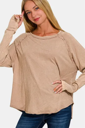 Round Neck Thumbhole Long Sleeve T-Shirt