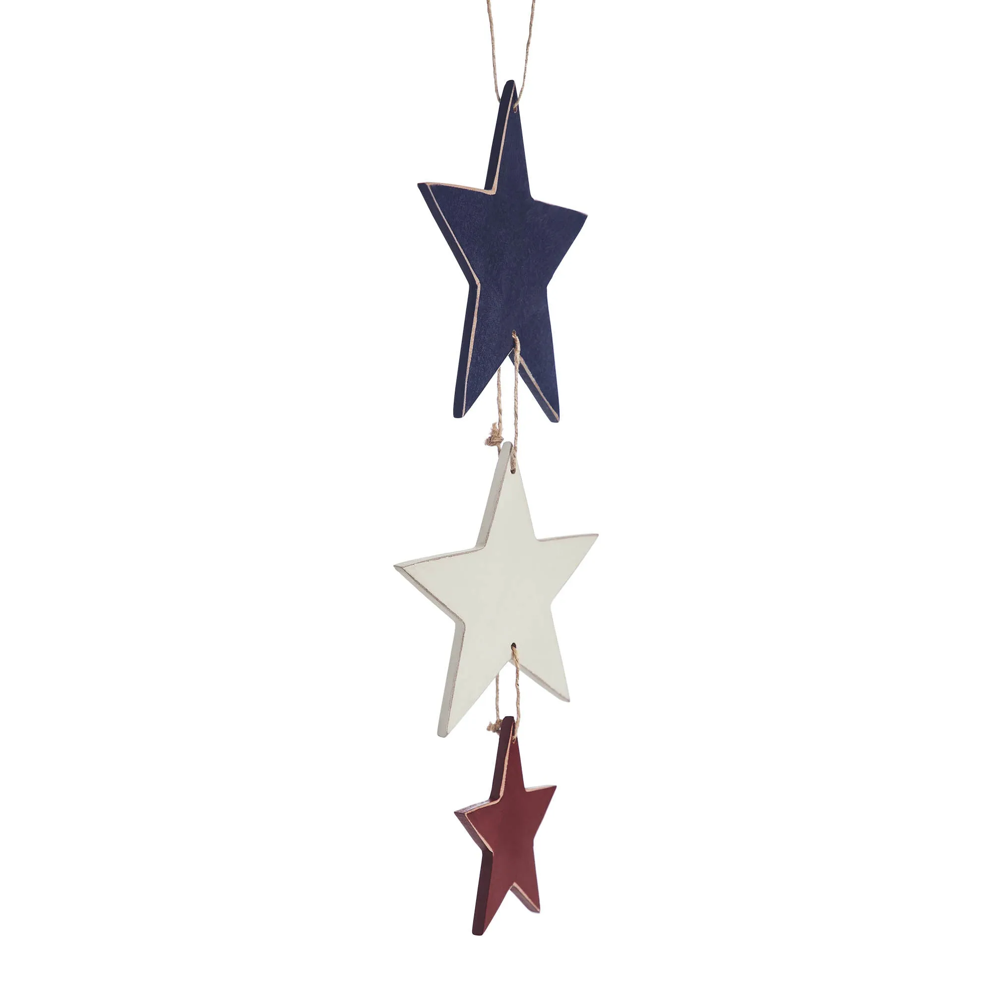 RWB Triple Hanging Stars Ornament 13.75x6