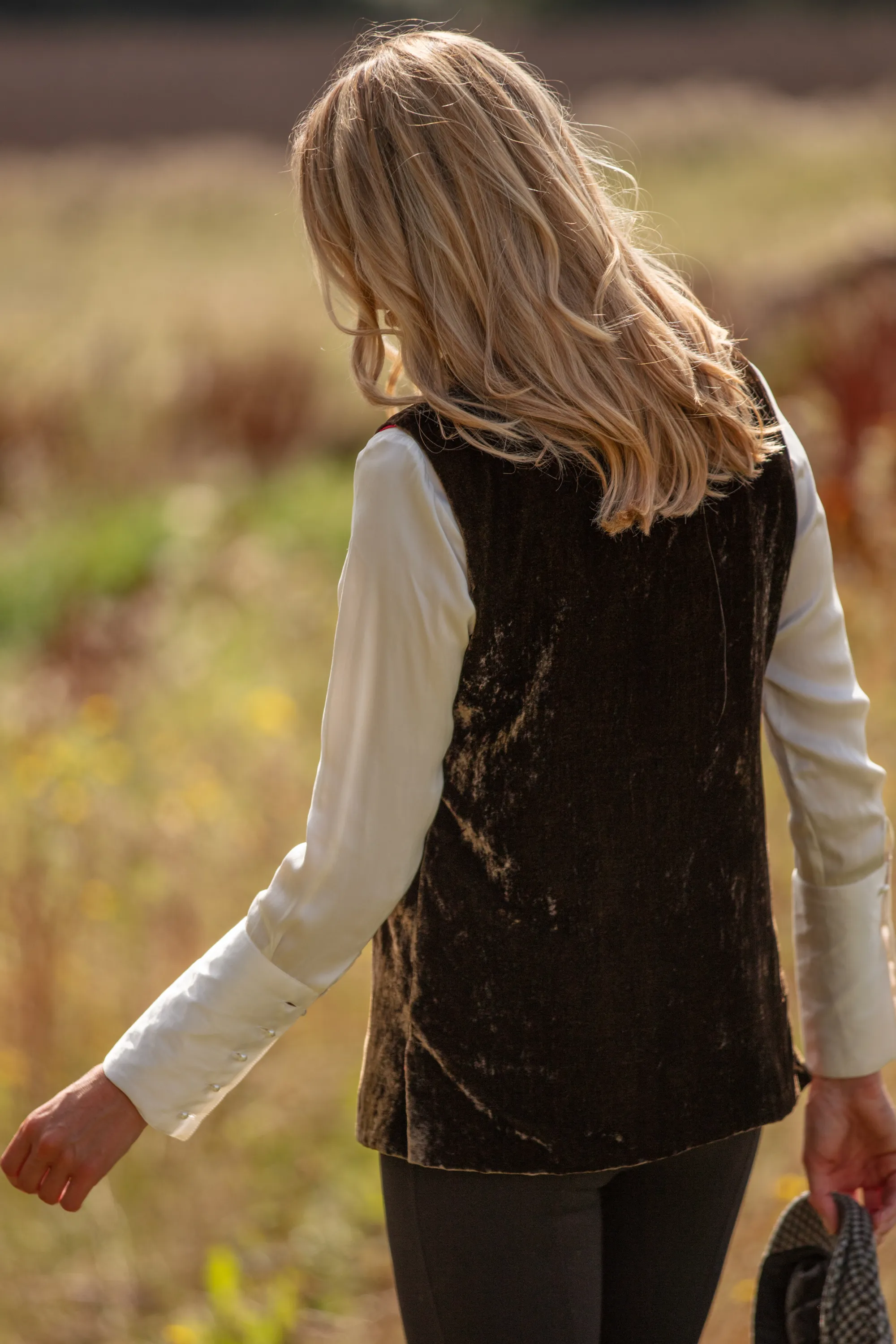 Short Silk Velvet Waistcoat In Olive Green