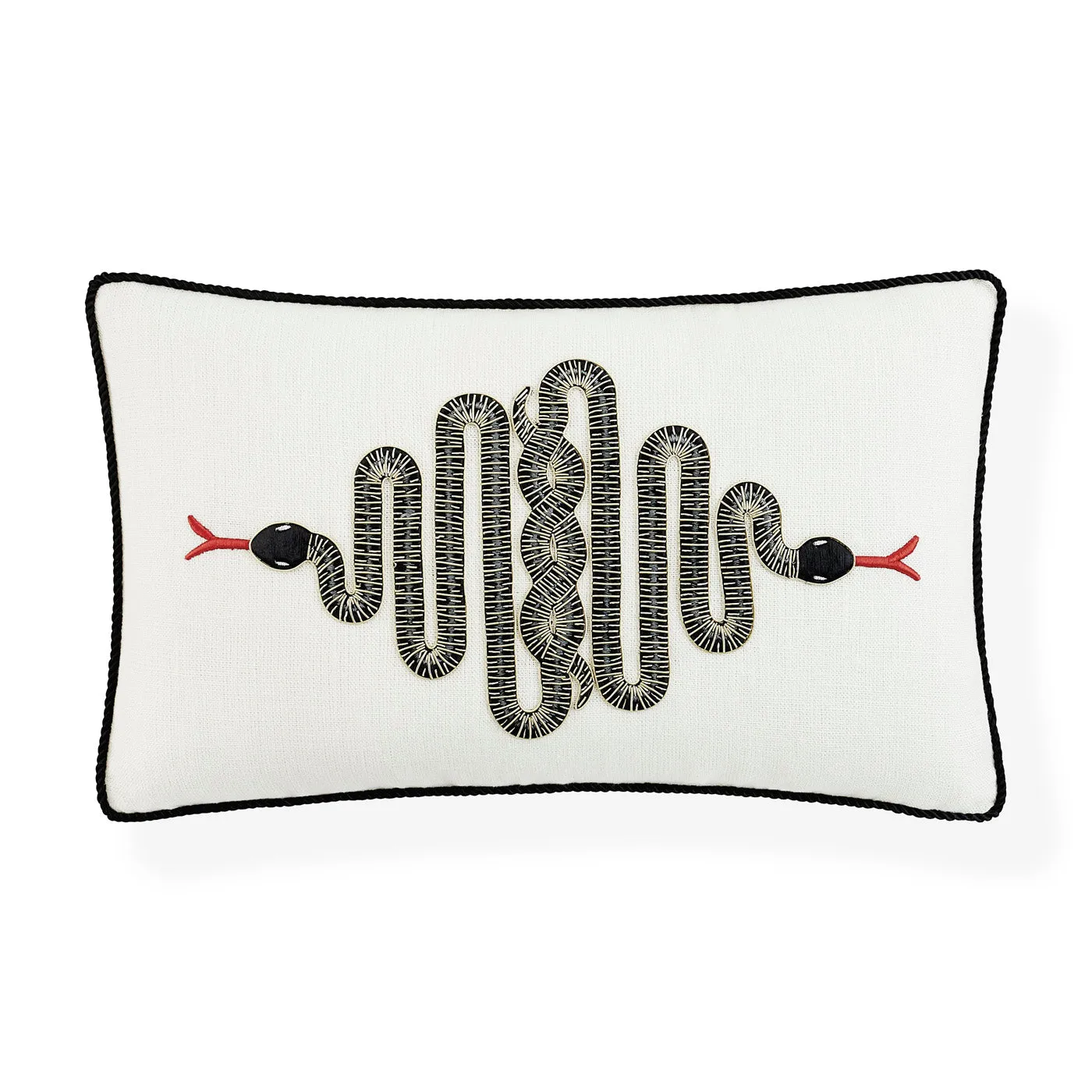 Snake Embroidered Cushion