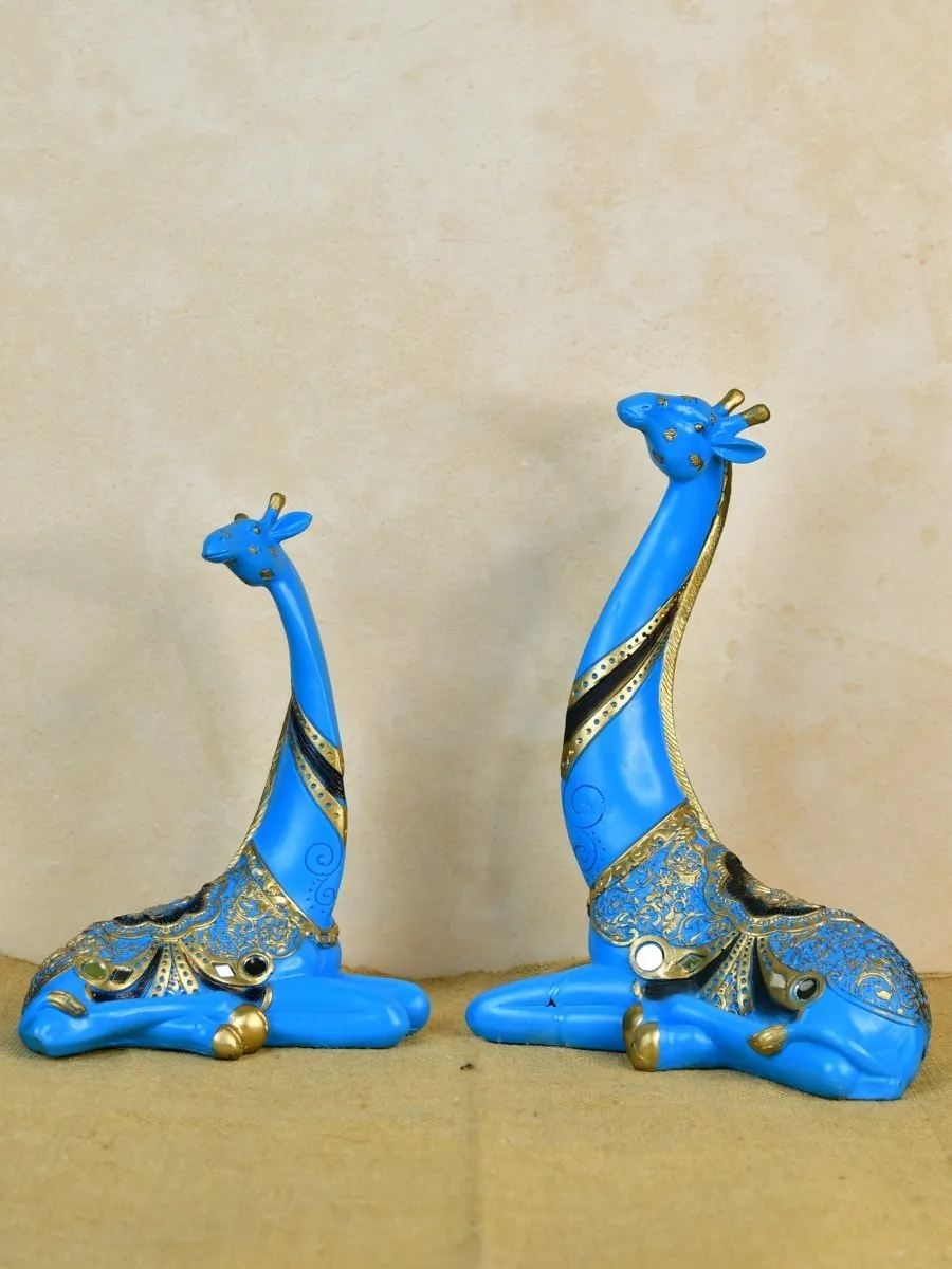 Sowpeace Resin Blue Giraffe Family