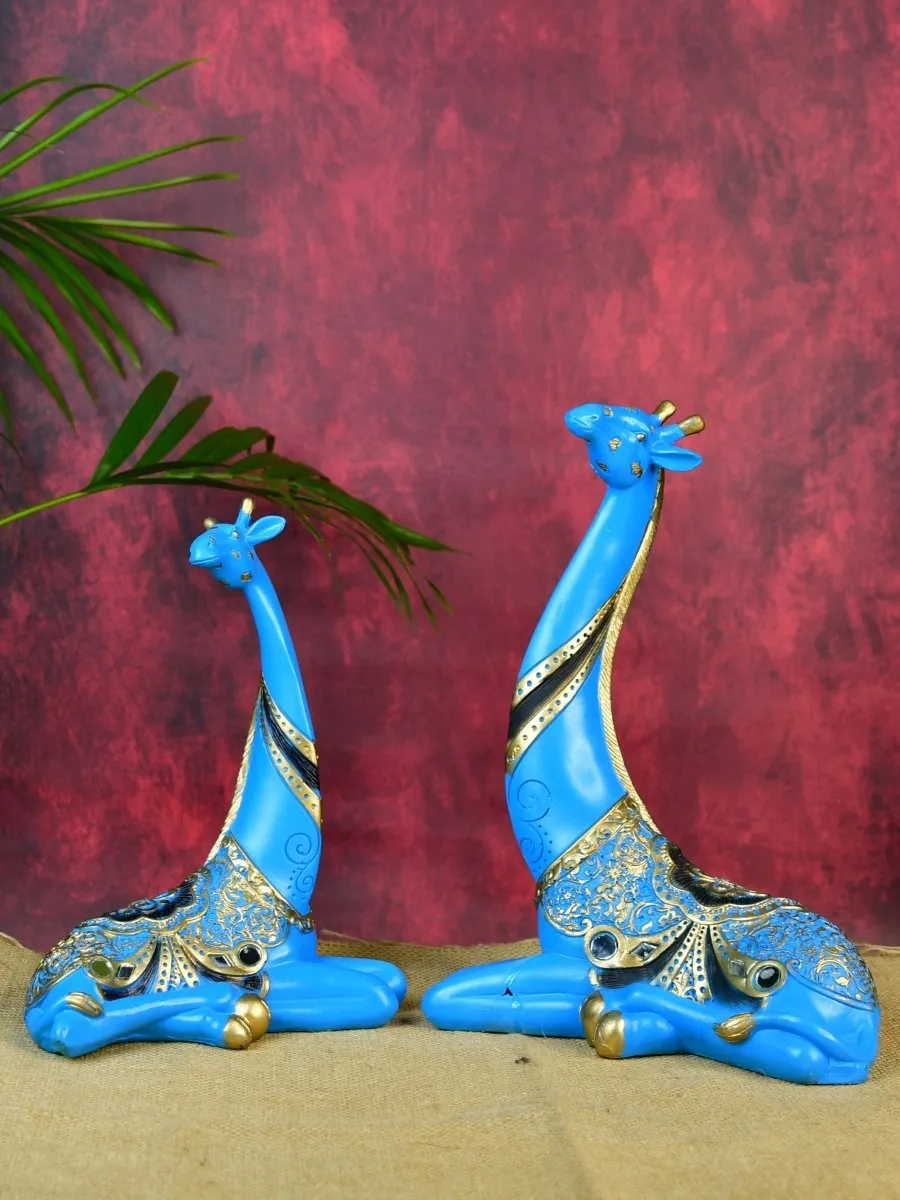 Sowpeace Resin Blue Giraffe Family