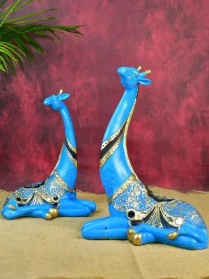 Sowpeace Resin Blue Giraffe Family