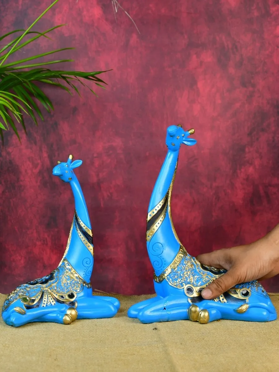 Sowpeace Resin Blue Giraffe Family