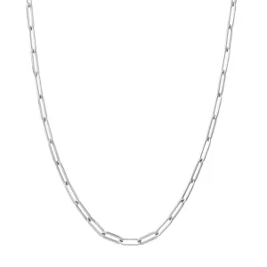 Sterling Silver Classic Paper Clip Chain Necklace, 20 Inches