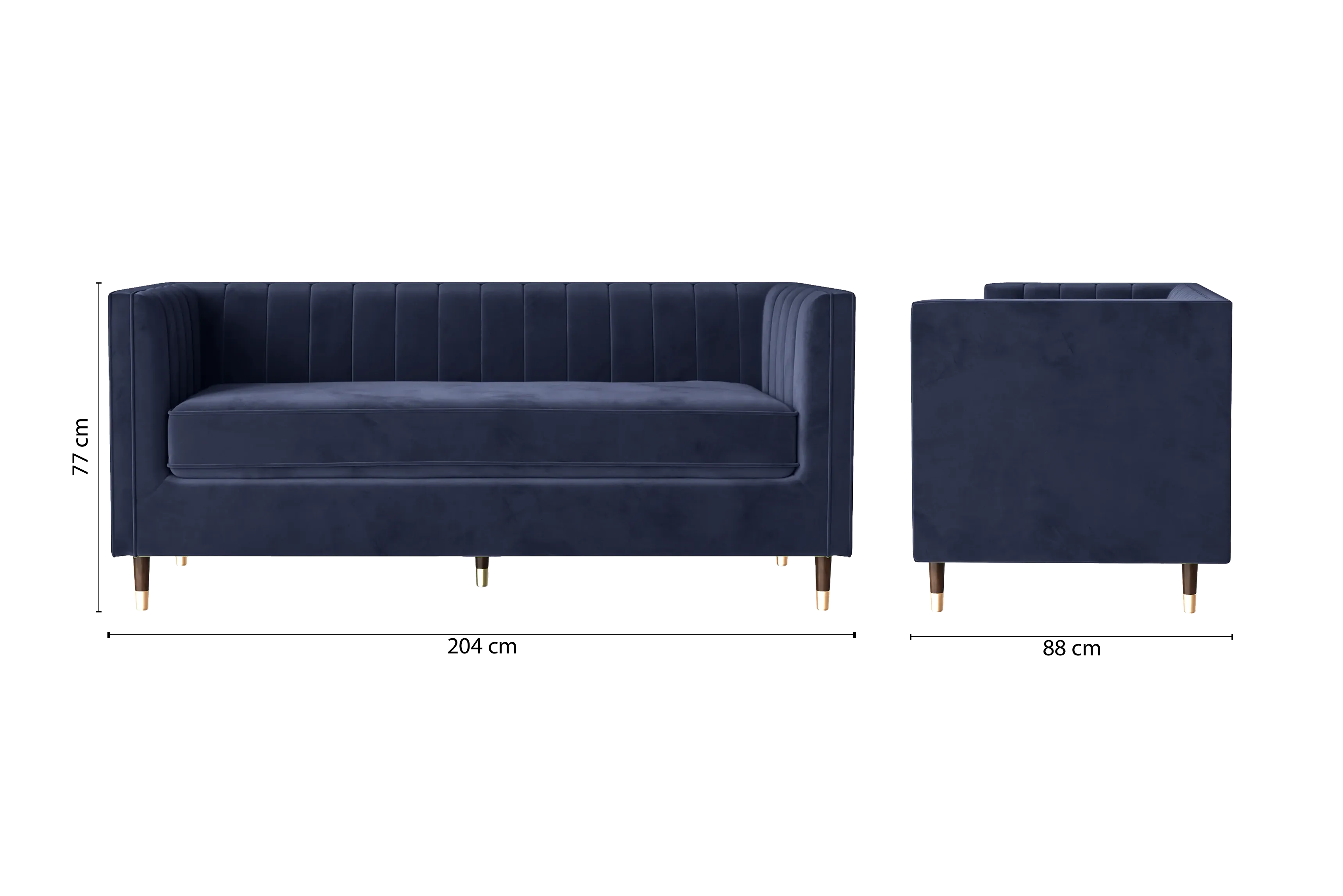 Tivoli 3 Seater Sofa Dark Blue Velvet