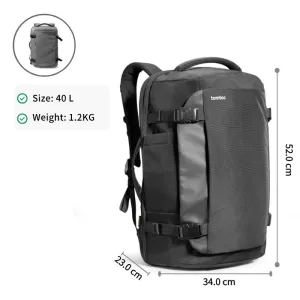 Tomtoc 40L Travel Backpack | TSA-Approved Carry-On, Water-Resistant Weekender for 17.3" Laptop, Black & Gray