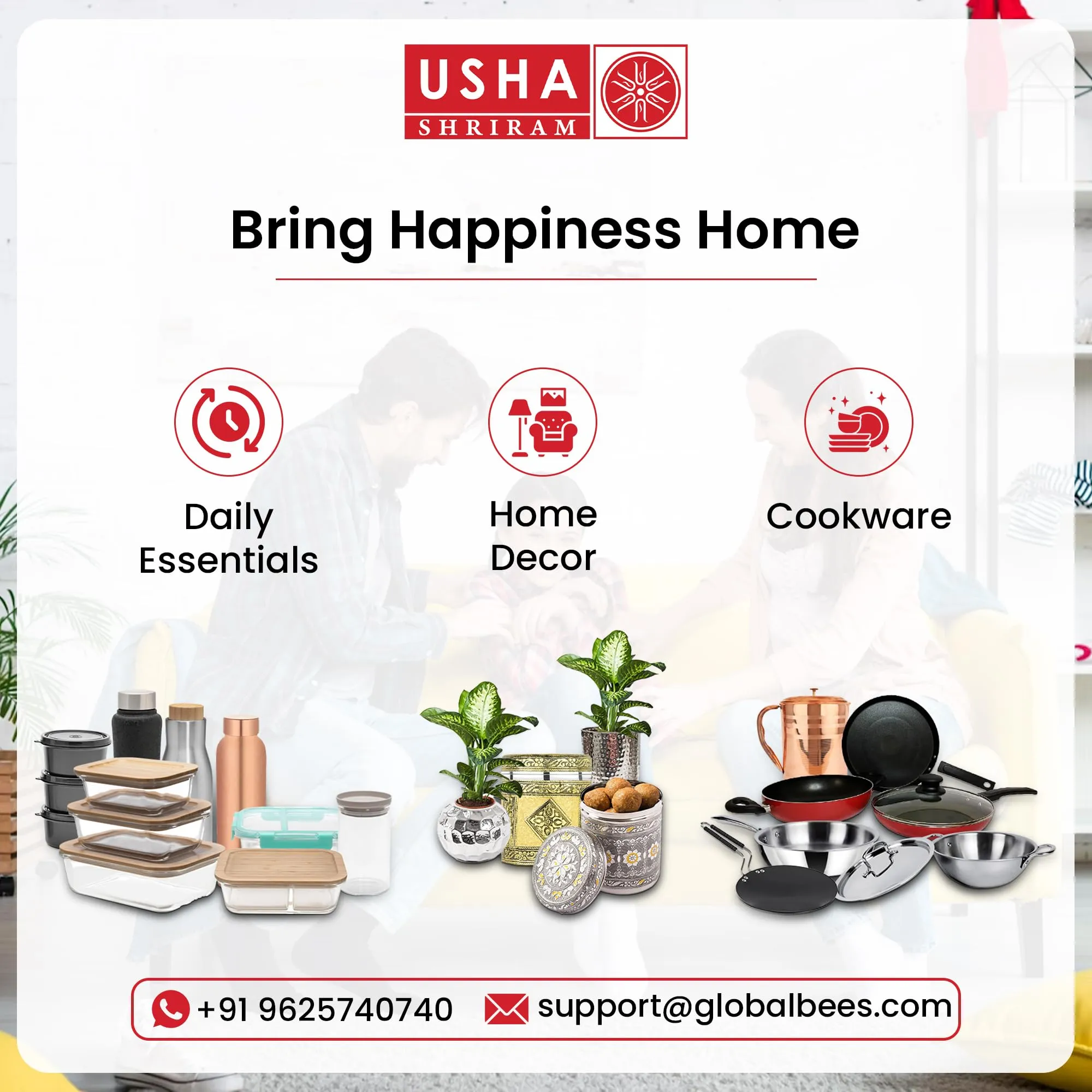 USHA SHRIRAM Ceramic Hand-Painted Bowl for Snacks & Dinner Microwave Safe | Refrigerator Safe | Scratch Resistant | Stain Proof | Dinnerware | Dinner Plate for Family Occasion (Design 3)