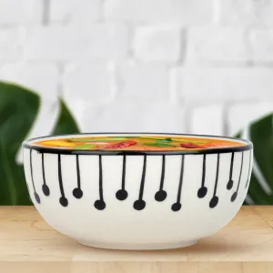 USHA SHRIRAM Ceramic Hand-Painted Bowl for Snacks & Dinner Microwave Safe | Refrigerator Safe | Scratch Resistant | Stain Proof | Dinnerware | Dinner Plate for Family Occasion (Design 3)