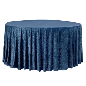 Velvet 120" Round Tablecloth - Navy Blue