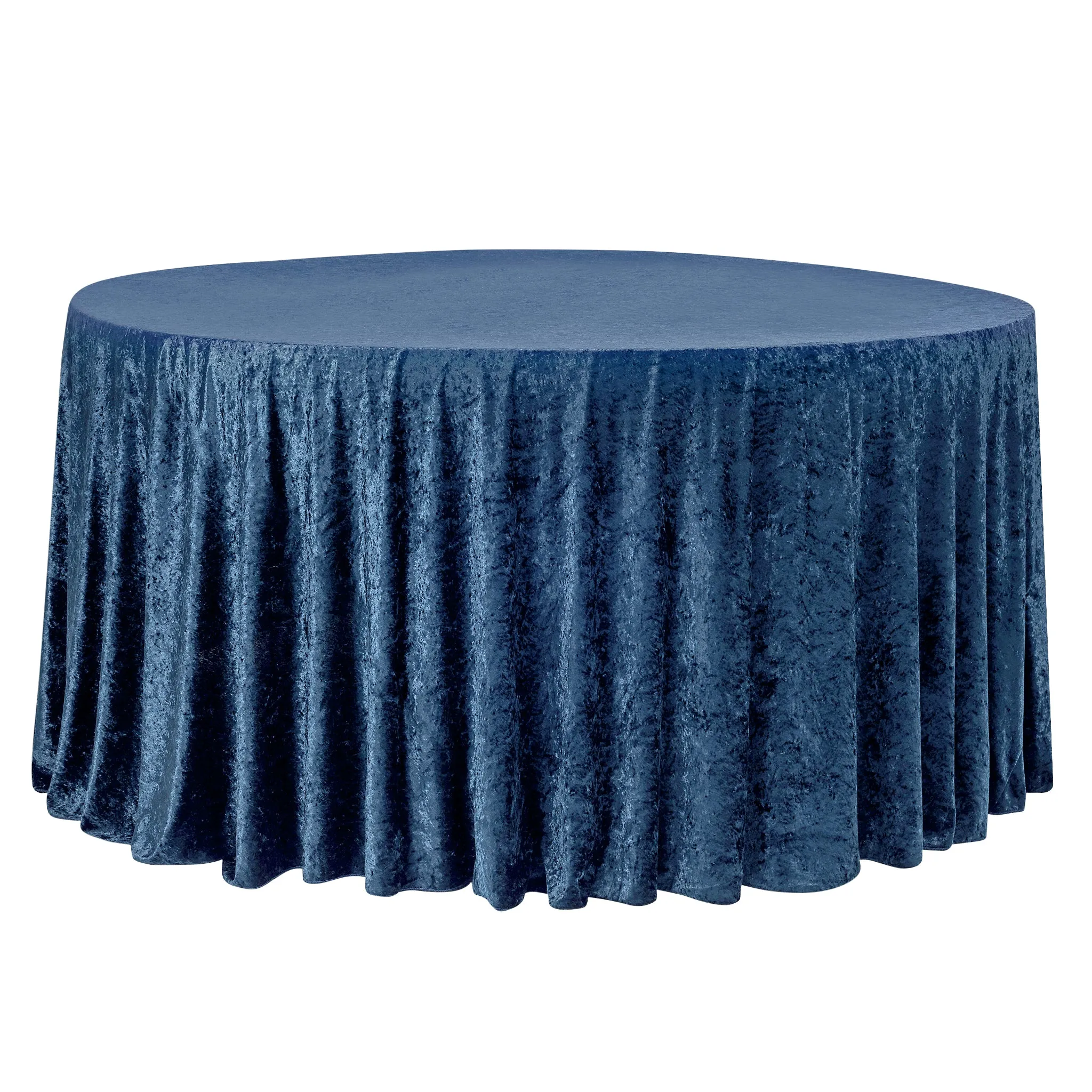 Velvet 120" Round Tablecloth - Navy Blue