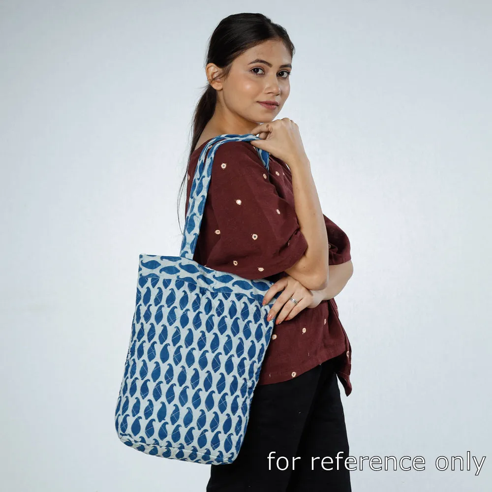 White - Handcrafted Quilted Sanganeri Block Printed Shoulder Bag