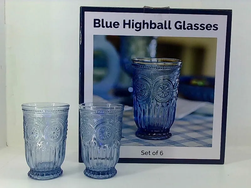 Yungala Blue Highball Glasses Set of 6 Elegant Drinkware