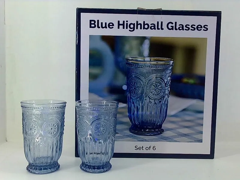 Yungala Blue Highball Glasses Set of 6 Elegant Drinkware